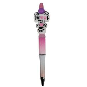 I Woof You Hot Pink Silicone Bead Pen